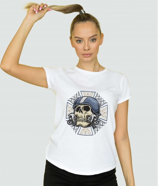 Дамска тениска с щампа Готика Ръка череп рокер - TShirtArtShop.com